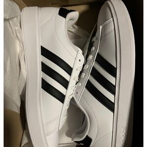 Adidas Classic White and Black Striped Sneakers